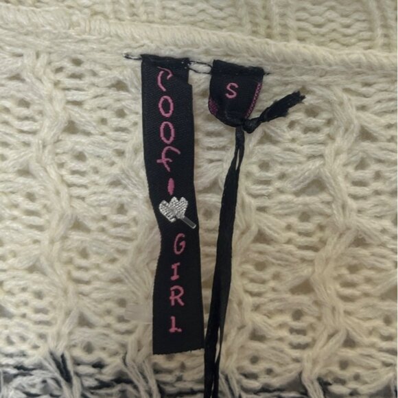 Poof! Girl Open Front Cardigan Sweater Girls Small Black Tan New Ombre - Picture 5 of 8